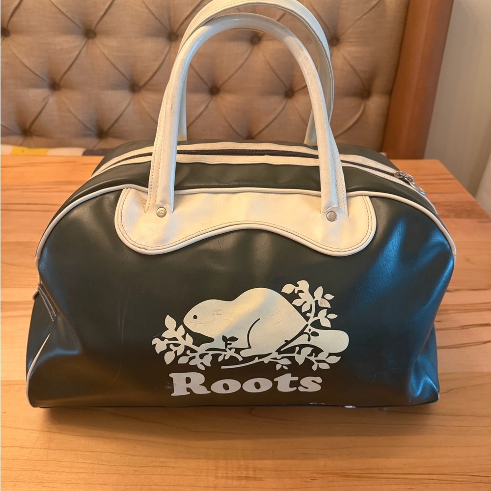 Vintage Roots Green and Cream Travel Duffle Bag